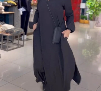 Helena™ | Long flowy dress with side slits - Novela New York
