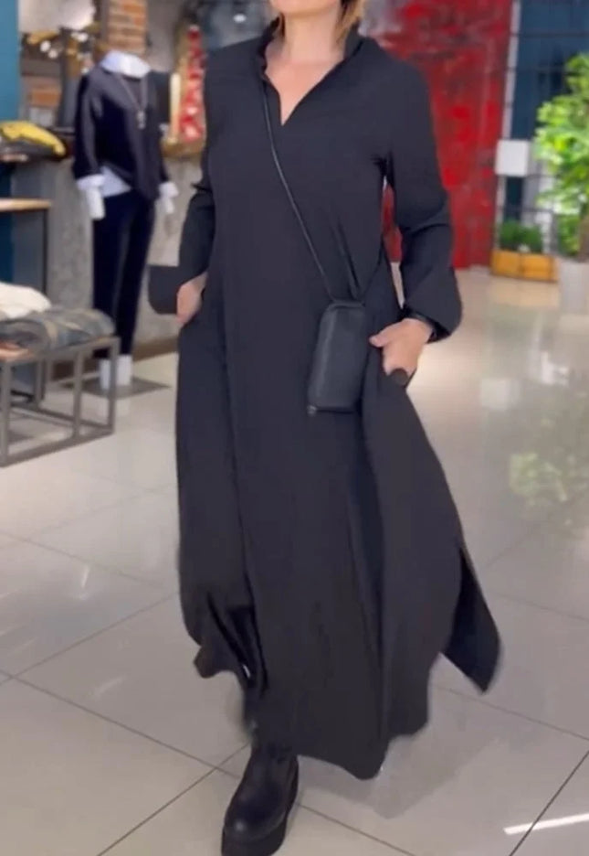 Helena™ | Long flowy dress with side slits - Novela New York