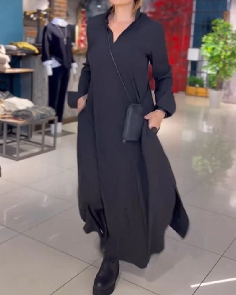 Helena™ | Long flowy dress with side slits - Novela New York