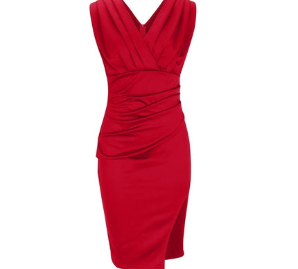 Georgina | V-Neck Slit Dress - Novela New York