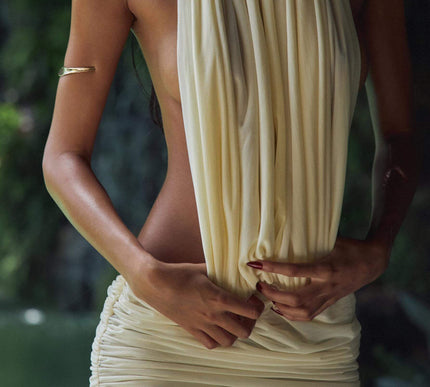 Naia | Draped Pearl Detail Dress - Novela New York