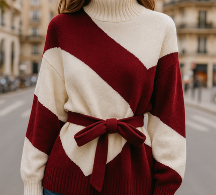 Aurya - Spliced Turtleneck Sweater - Novela New York
