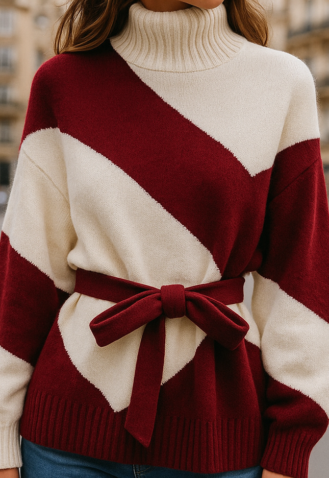 Aurya - Spliced Turtleneck Sweater - Novela New York
