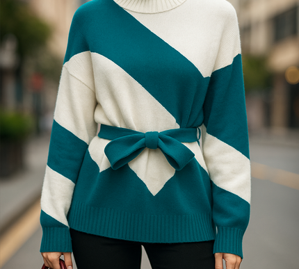 Aurya - Spliced Turtleneck Sweater - Novela New York