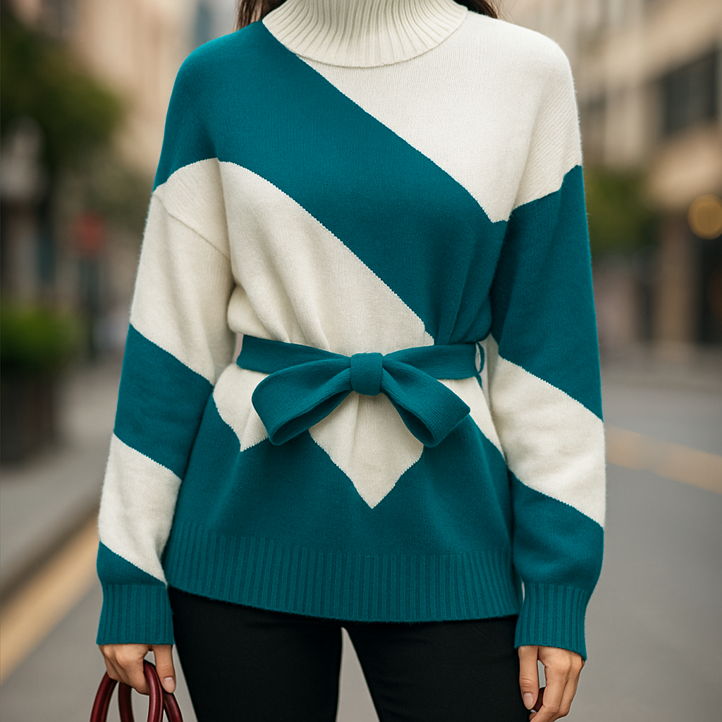 Aurya - Spliced Turtleneck Sweater - Novela New York