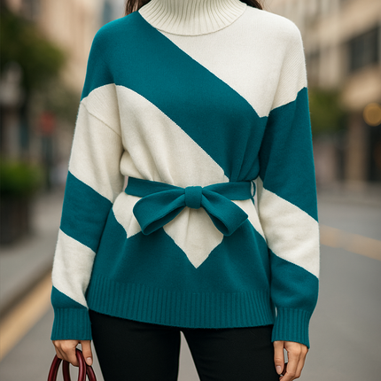 Aurya - Spliced Turtleneck Sweater - Novela New York