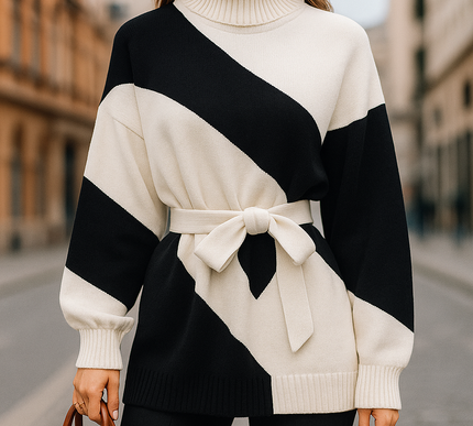 Aurya - Spliced Turtleneck Sweater - Novela New York