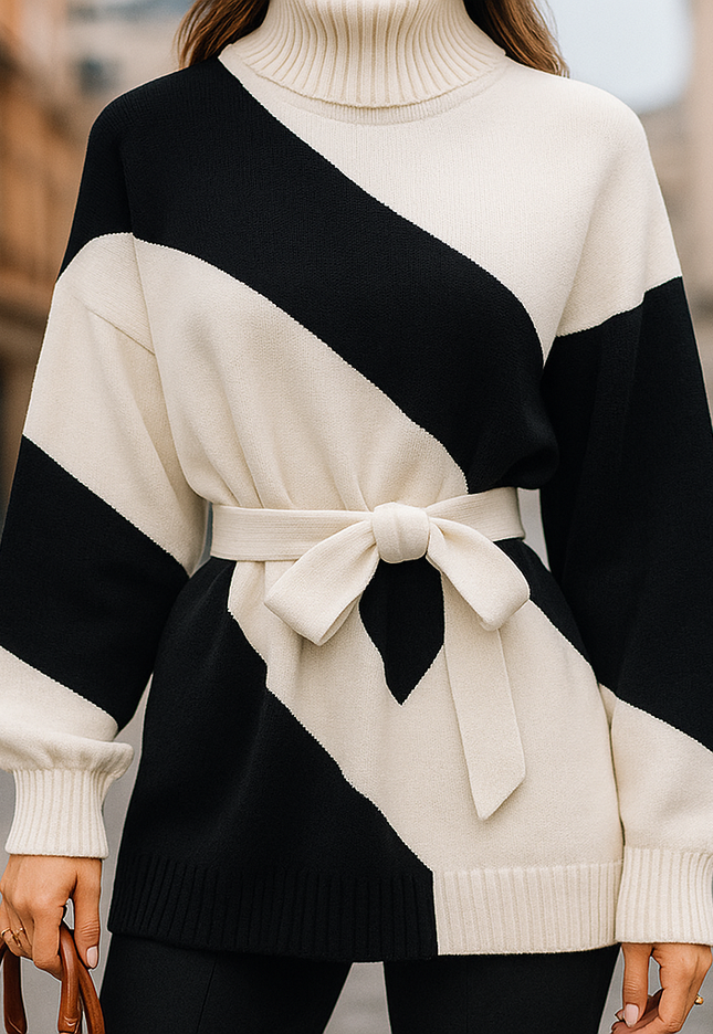 Aurya - Spliced Turtleneck Sweater - Novela New York