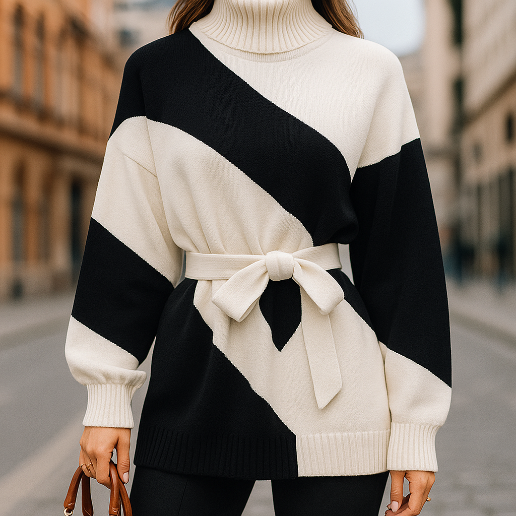 Aurya - Spliced Turtleneck Sweater - Novela New York