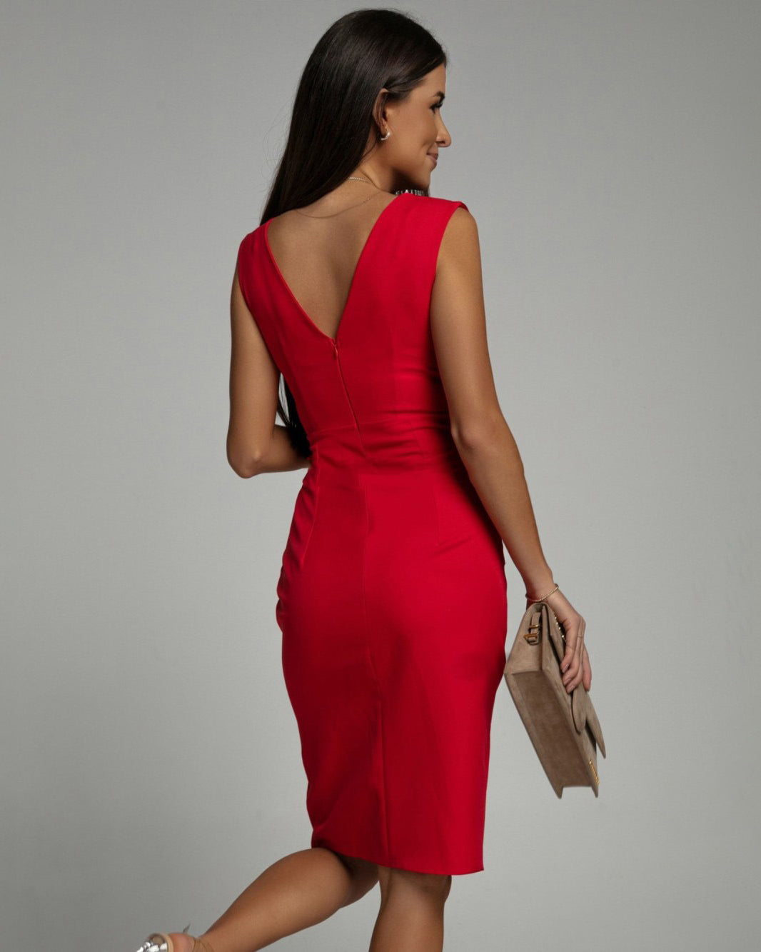 Georgina | V-Neck Slit Dress - Novela New York