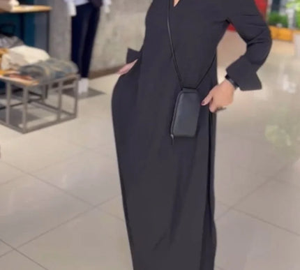 Helena™ | Long flowy dress with side slits - Novela New York
