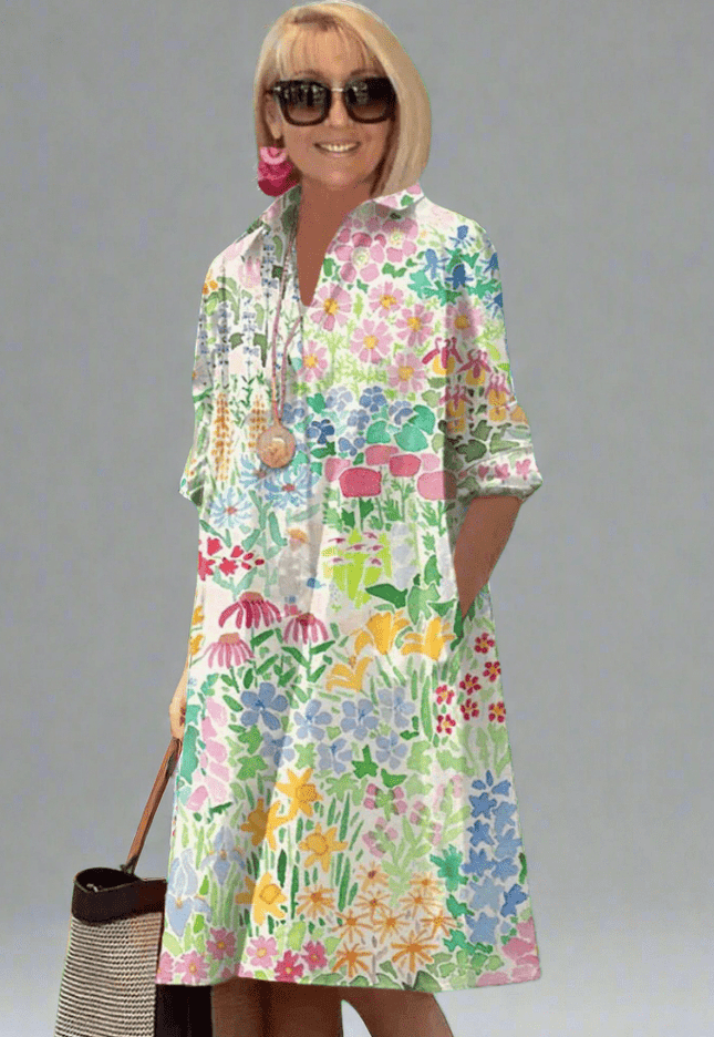 NADINE | Luxury Summer Dress in Floral Print for Effortless Style - Novela New York