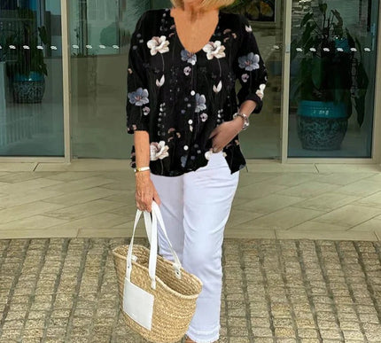 Barbara™ | Cotton and Linen Floral Top - Novela New York