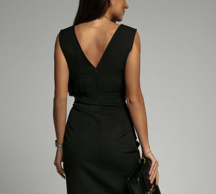 Georgina | V-Neck Slit Dress - Novela New York