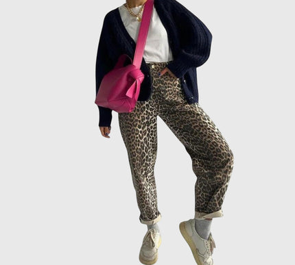 Chandra - Vintage Jeans with Leopard Print - Novela New York