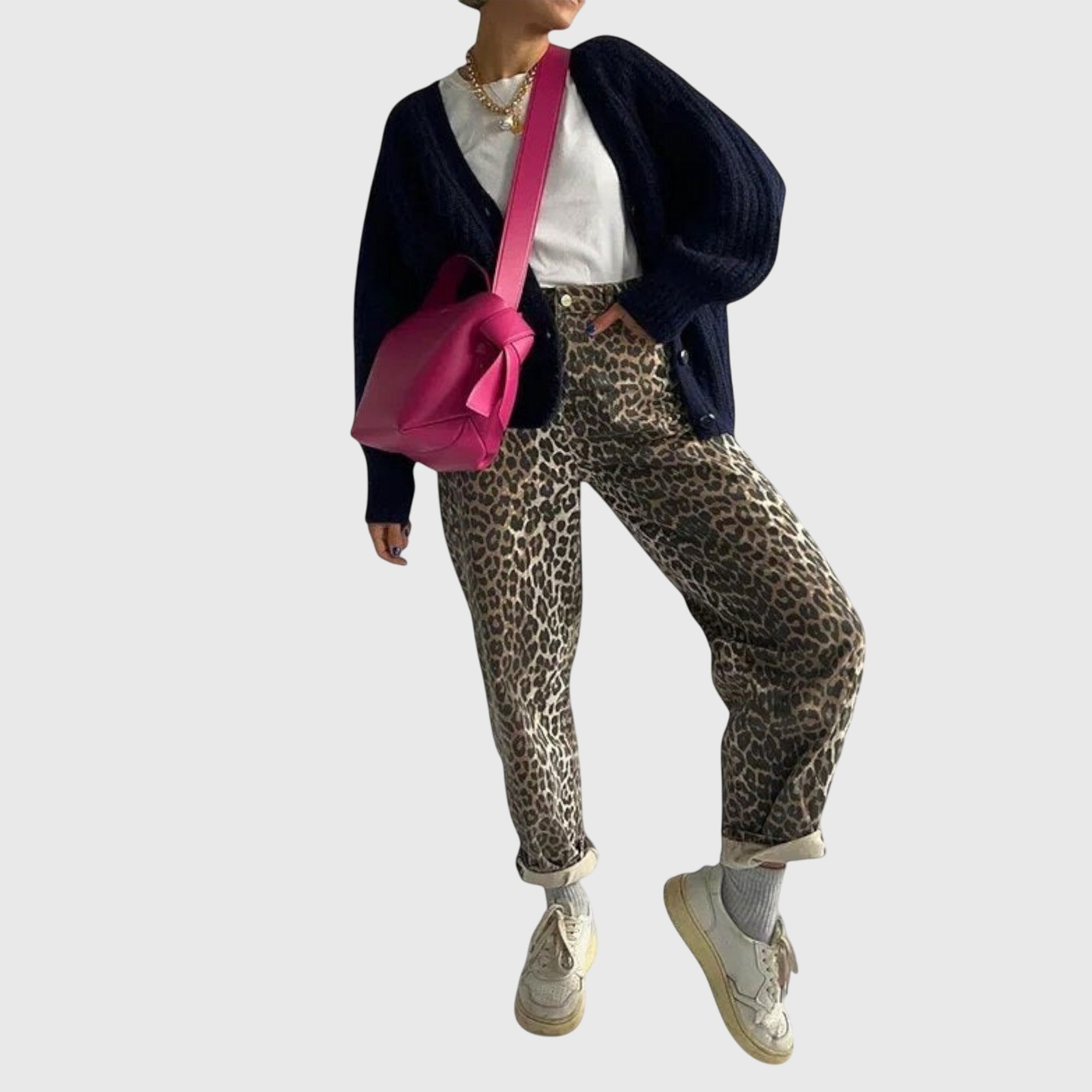 Chandra - Vintage Jeans with Leopard Print - Novela New York