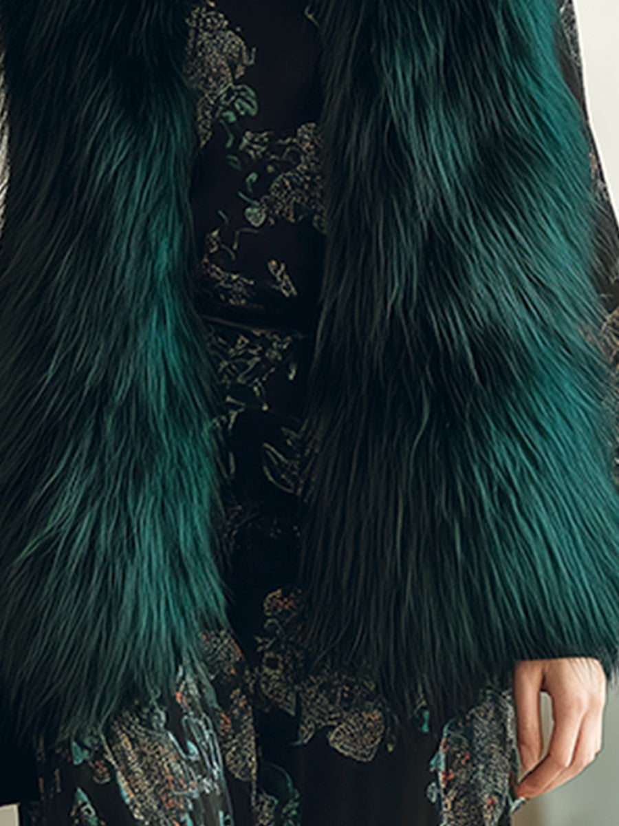Greta | Vintage emerald faux fur vest - Novela New York