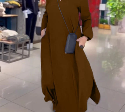 Helena™ | Long flowy dress with side slits - Novela New York