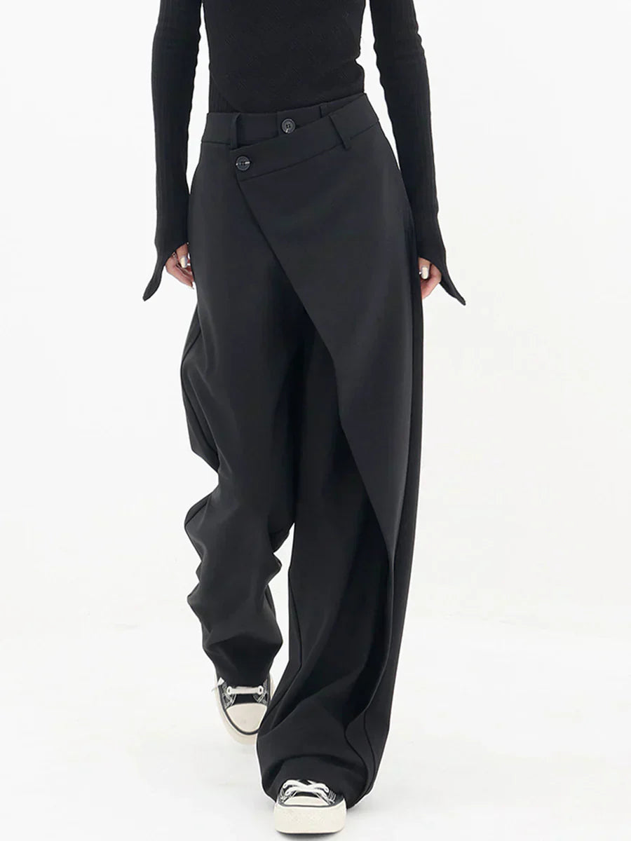 Leja - layered button wide leg pants for women - Novela New York