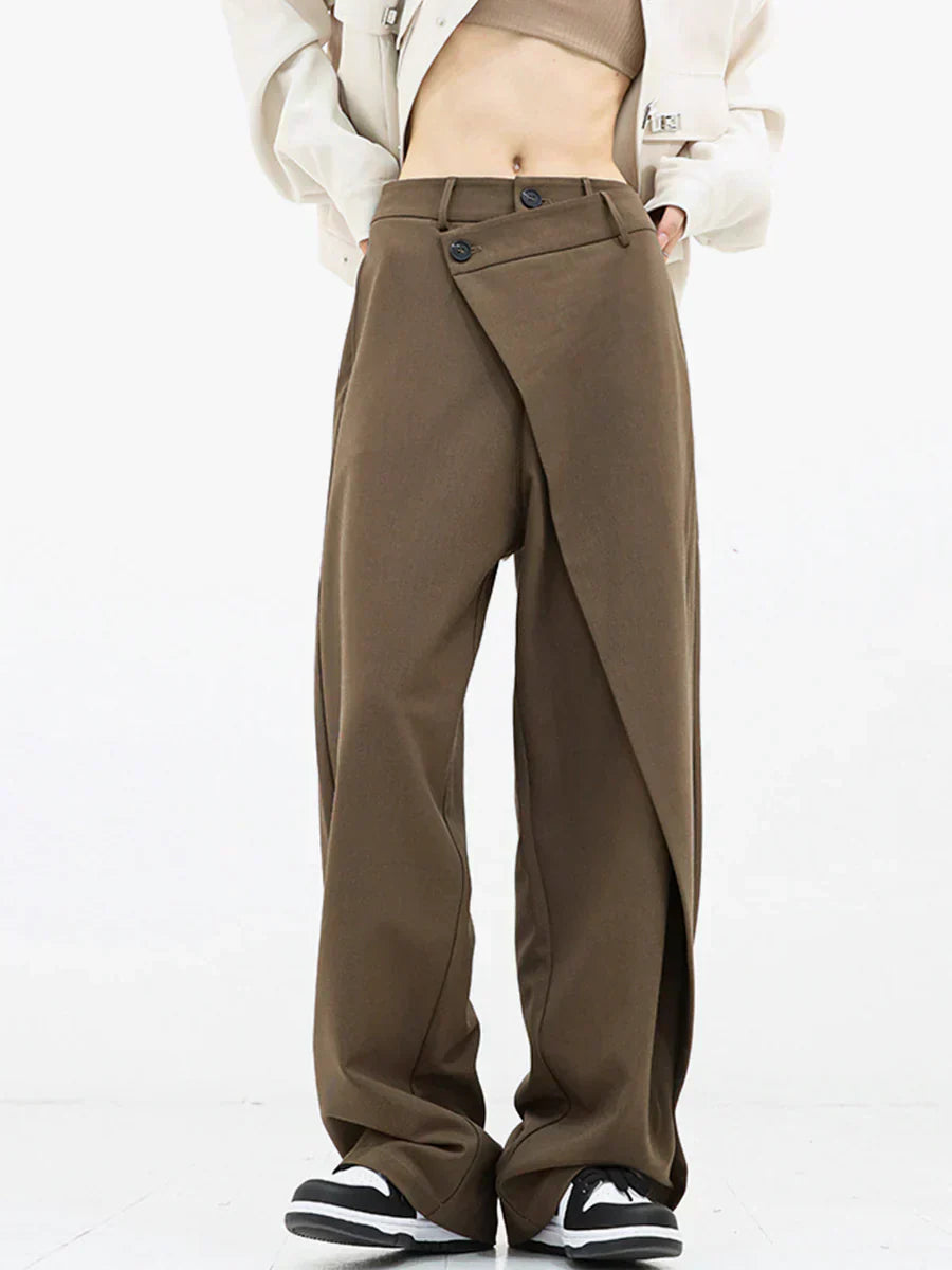 Leja - layered button wide leg pants for women - Novela New York