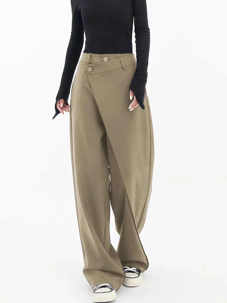 Leja - layered button wide leg pants for women - Novela New York