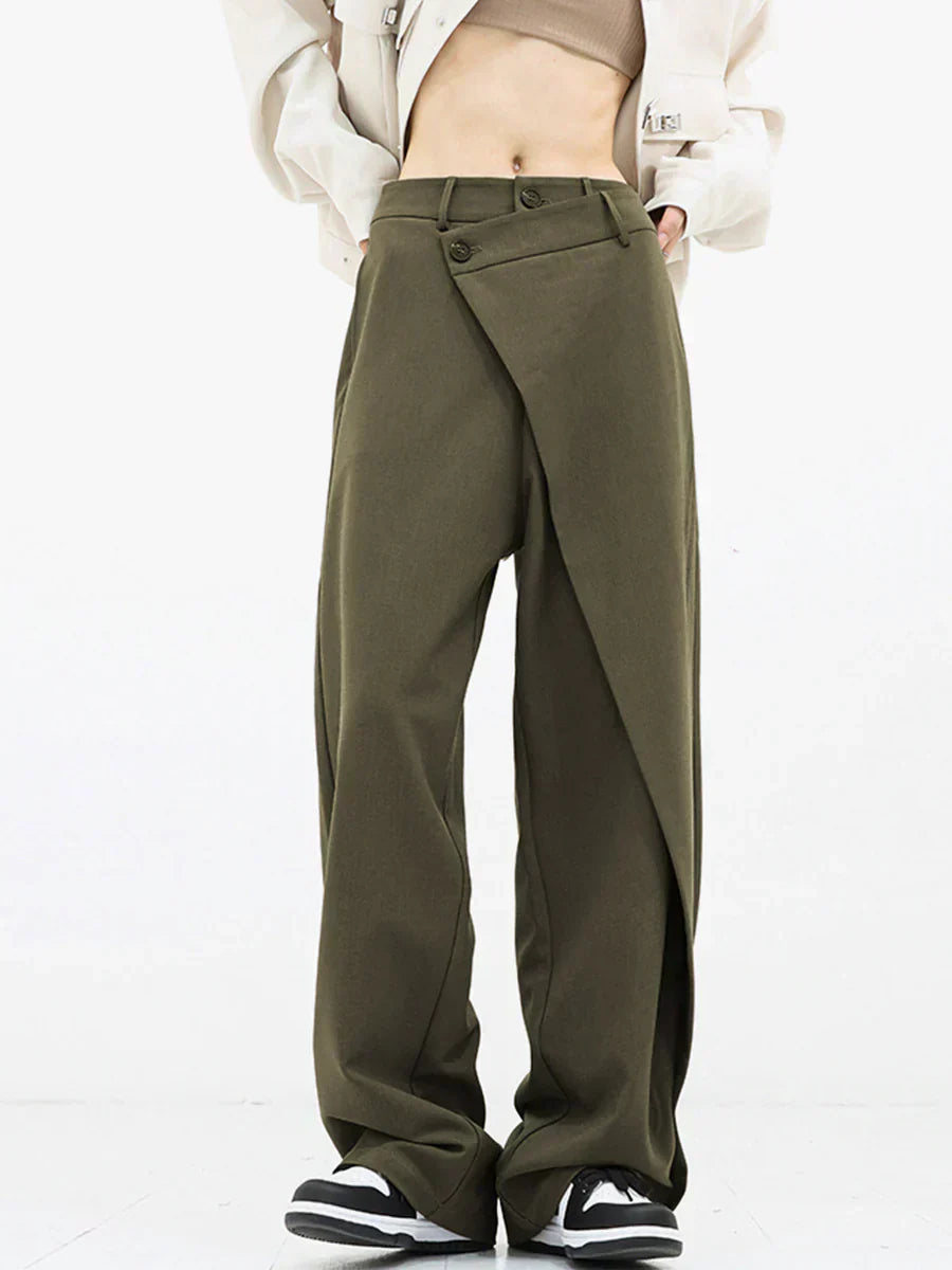 Leja - layered button wide leg pants for women - Novela New York