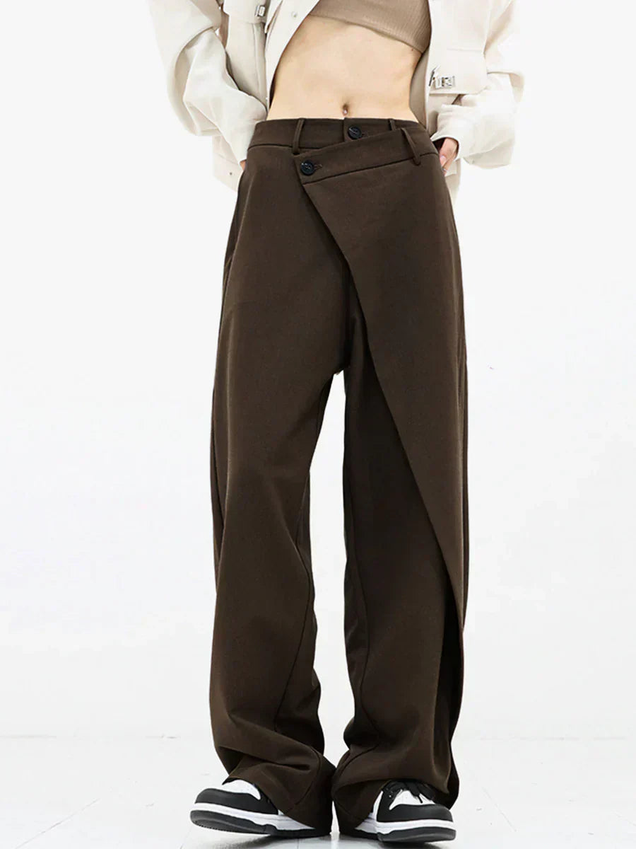 Leja - layered button wide leg pants for women - Novela New York