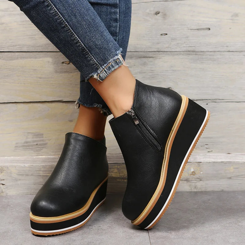Auria - Platform Leather Shoes - Novela New York