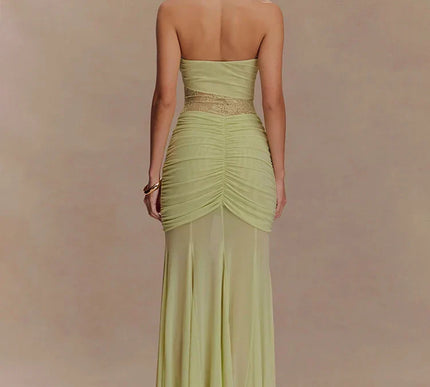 Aimee | Sheer Panel Ruched Dress - Novela New York
