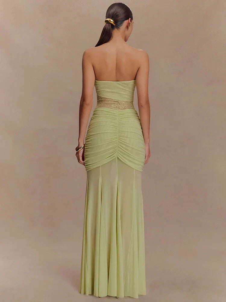 Aimee | Sheer Panel Ruched Dress - Novela New York