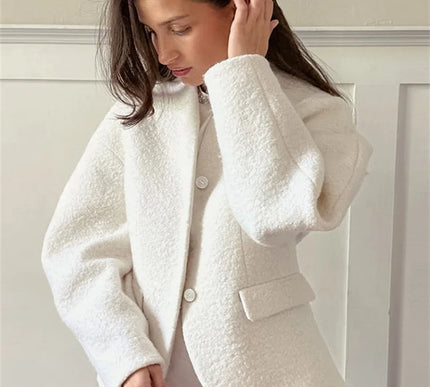 Women’s White Knit Jacket - Novela New York