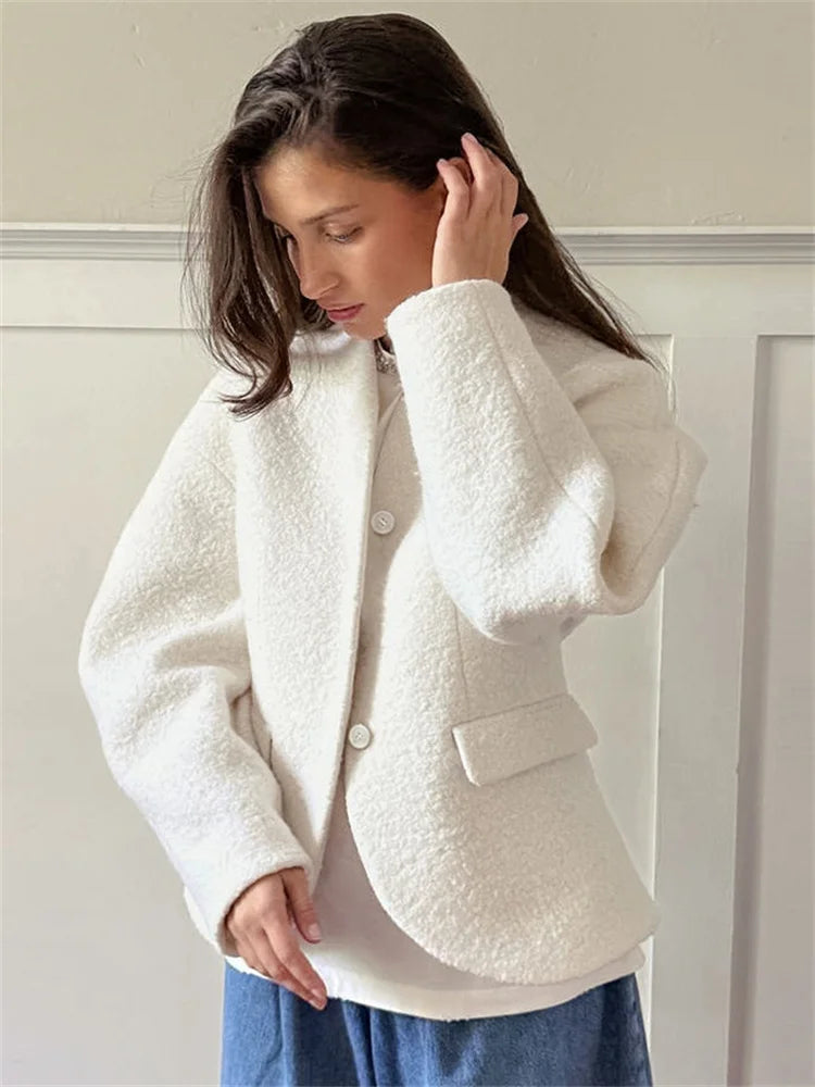 Women’s White Knit Jacket - Novela New York