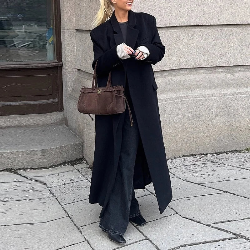 Women’s Long Overcoat with Lapel - Novela New York