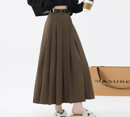 High-Waist Pleated Long Skirt - Novela New York