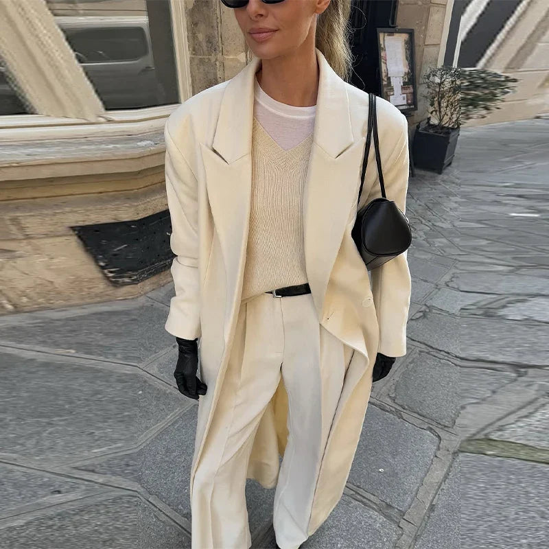 Women’s Long Overcoat with Lapel - Novela New York