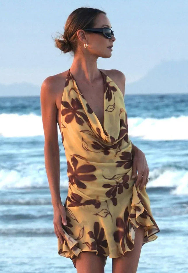 Yana | Tropical Halter Mini Dress - Novela New York