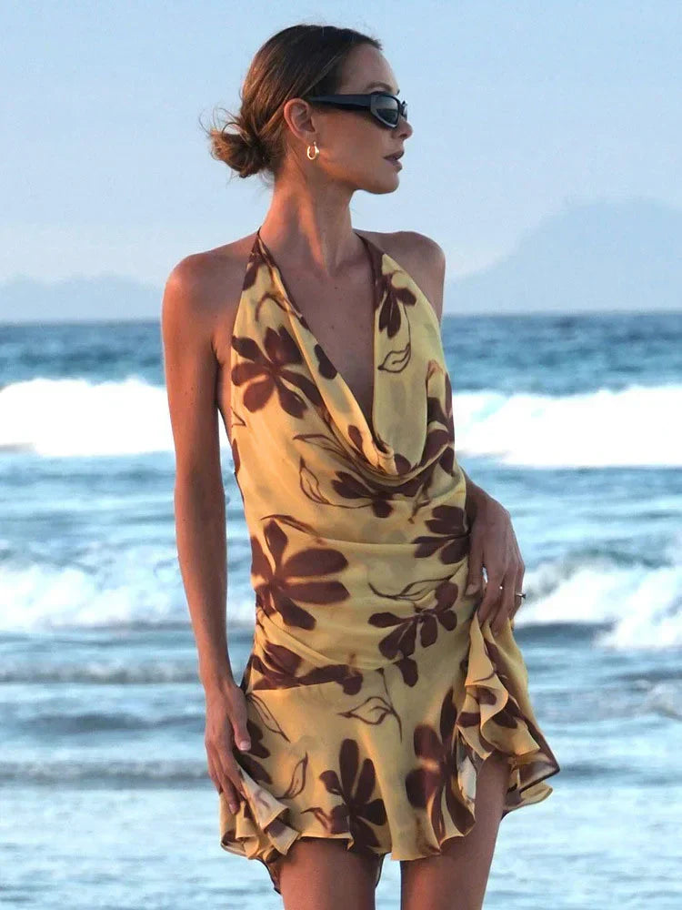 Yana | Tropical Halter Mini Dress - Novela New York