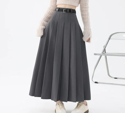 High-Waist Pleated Long Skirt - Novela New York
