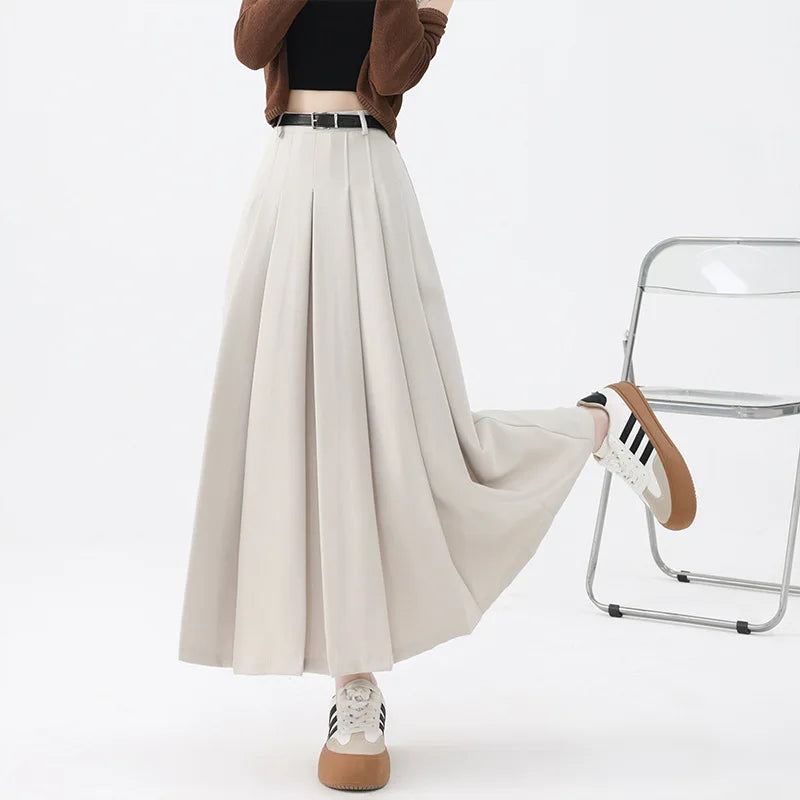 High-Waist Pleated Long Skirt - Novela New York