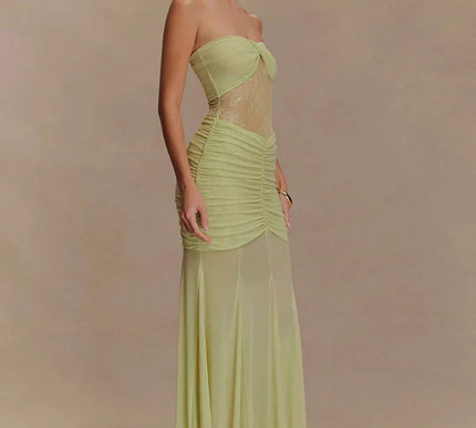 Aimee | Sheer Panel Ruched Dress - Novela New York