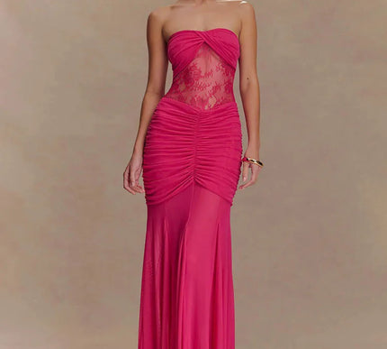 Aimee | Sheer Panel Ruched Dress - Novela New York