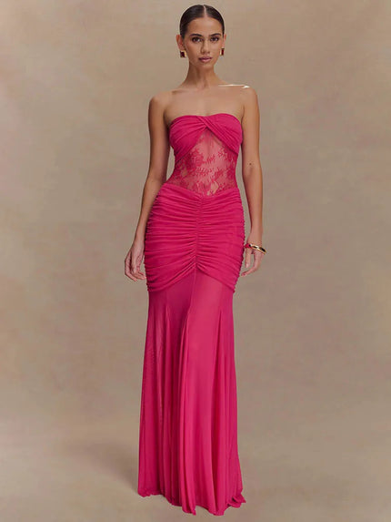 Aimee | Sheer Panel Ruched Dress - Novela New York