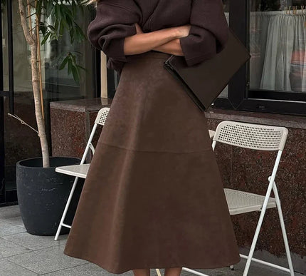 High-Waist Faux-Suede Skirt - Novela New York