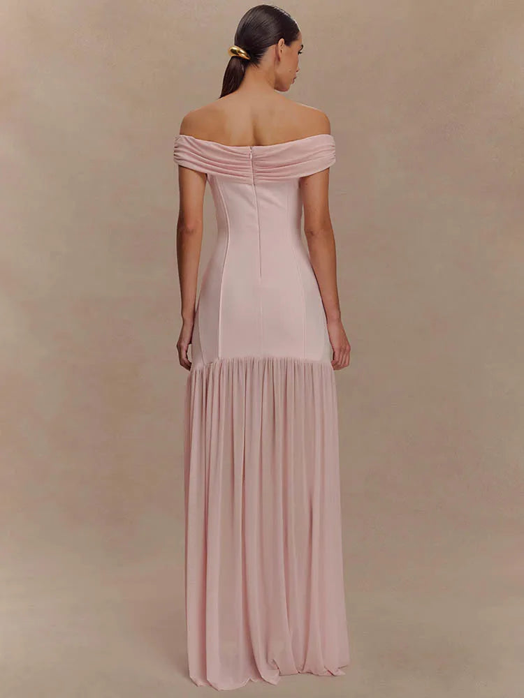 Selena | Off-Shoulder Draped Royal Dress - Novela New York