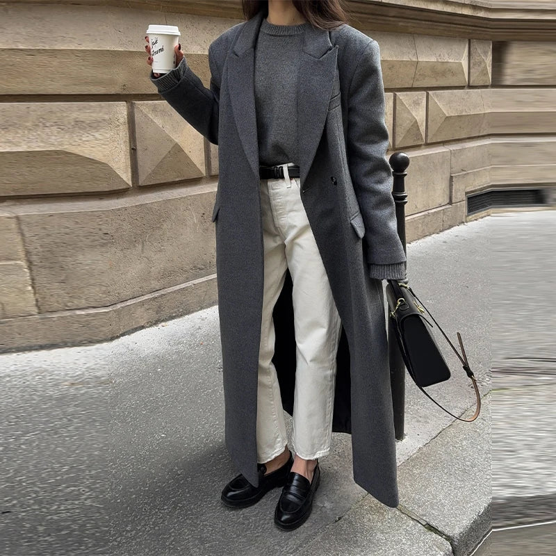 Women’s Long Overcoat with Lapel - Novela New York