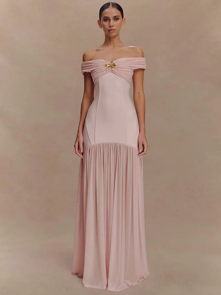 Selena | Off-Shoulder Draped Royal Dress - Novela New York