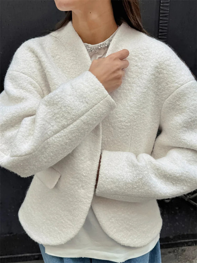 Women’s White Knit Jacket - Novela New York