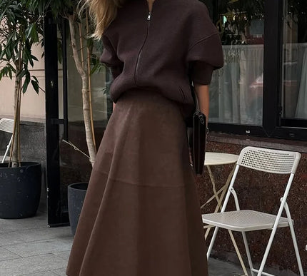 High-Waist Faux-Suede Skirt - Novela New York
