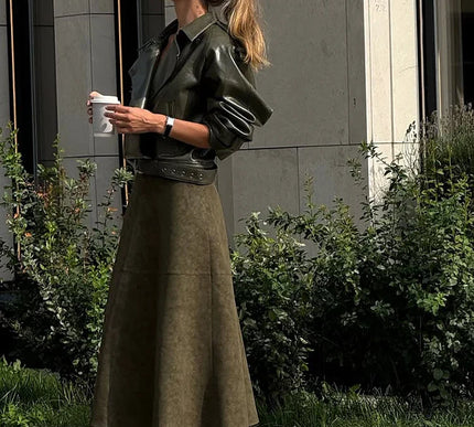 High-Waist Faux-Suede Skirt - Novela New York
