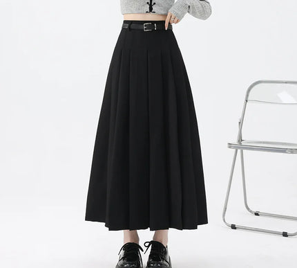 High-Waist Pleated Long Skirt - Novela New York